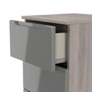 Cannes Ready Assembled 5 Drawer Tallboy in Grey Gloss & Grey Oak