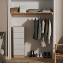 Milan 5 Drawer Bedside in White Gloss & Bardolino Oak - Ready Assembled