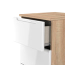 Milan 5 Drawer Bedside in White Gloss & Bardolino Oak - Ready Assembled