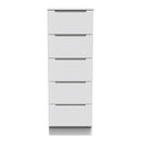 Milan 5 Drawer Bedside in White Gloss & White - Ready Assembled