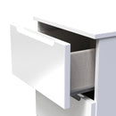 Milan 5 Drawer Bedside in White Gloss & White - Ready Assembled