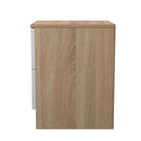 Milan 2 Drawer Bedside in White Gloss & Bardolino Oak - Ready Assembled