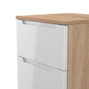 Milan 2 Drawer Bedside in White Gloss & Bardolino Oak - Ready Assembled