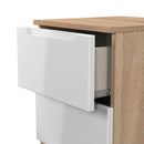 Milan 2 Drawer Bedside in White Gloss & Bardolino Oak - Ready Assembled