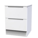 Milan 2 Drawer Bedside in White Gloss & White - Ready Assembled