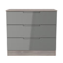 Cannes Ready Assembled 3 Drawer Chest in Grey Gloss & Grey Oak