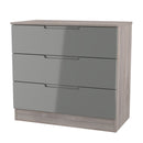 Cannes Ready Assembled 3 Drawer Chest in Grey Gloss & Grey Oak