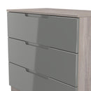 Cannes Ready Assembled 3 Drawer Chest in Grey Gloss & Grey Oak