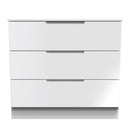 Milan 3 Drawer Chest in White Gloss & White - Ready Assembled