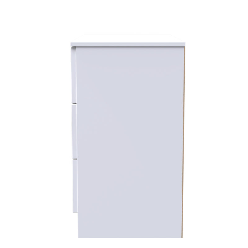 Milan 3 Drawer Chest in White Gloss & White - Ready Assembled
