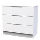 Milan 3 Drawer Chest in White Gloss & White - Ready Assembled