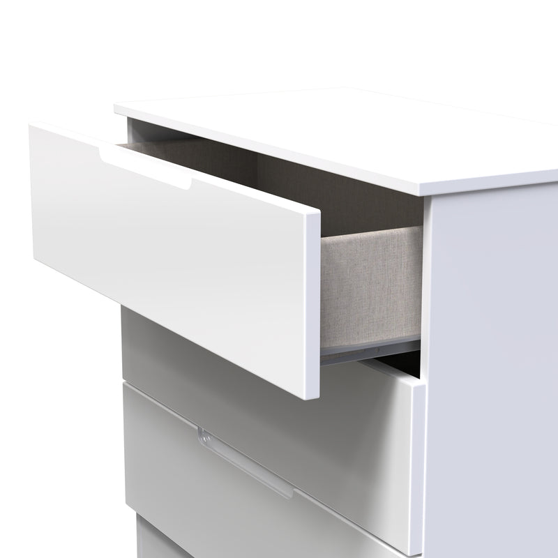 Milan 3 Drawer Chest in White Gloss & White - Ready Assembled