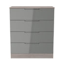 Cannes Ready Assembled 4 Drawer Chest in Grey Gloss & Grey Oak