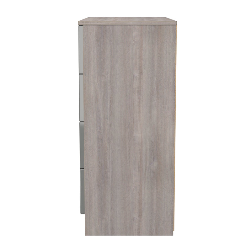 Cannes Ready Assembled 4 Drawer Chest in Grey Gloss & Grey Oak