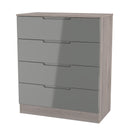 Cannes Ready Assembled 4 Drawer Chest in Grey Gloss & Grey Oak