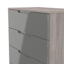 Cannes Ready Assembled 4 Drawer Chest in Grey Gloss & Grey Oak
