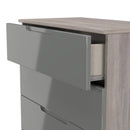 Cannes Ready Assembled 4 Drawer Chest in Grey Gloss & Grey Oak