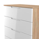 Milan 4 Drawer Chest in White Gloss & Bardolino Oak - Ready Assembled