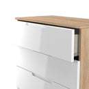 Milan 4 Drawer Chest in White Gloss & Bardolino Oak - Ready Assembled