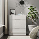 Milan 4 Drawer Chest in White Gloss & White - Ready Assembled