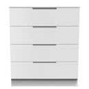 Milan 4 Drawer Chest in White Gloss & White - Ready Assembled