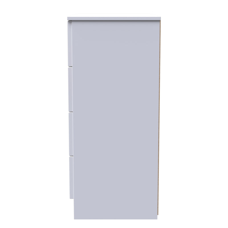 Milan 4 Drawer Chest in White Gloss & White - Ready Assembled