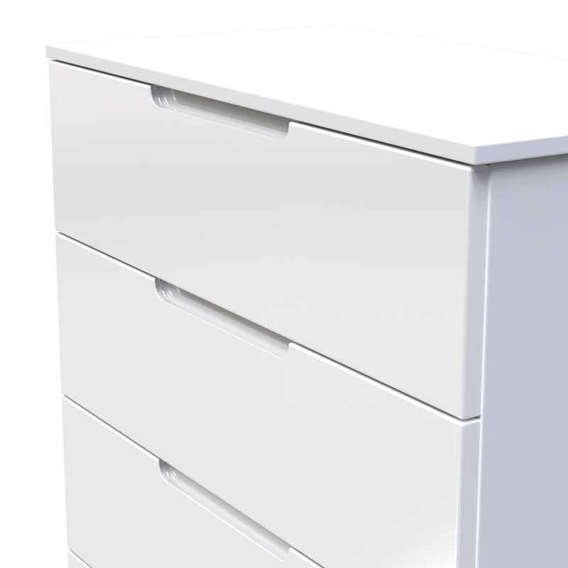 Milan 4 Drawer Chest in White Gloss & White - Ready Assembled
