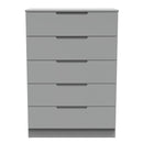Milan 5 Drawer Chest in Dusk Grey - Ready Assembled