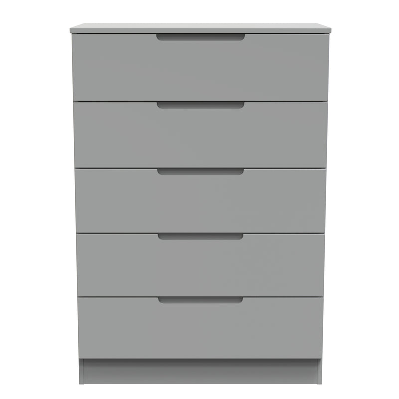 Milan 5 Drawer Chest in Dusk Grey - Ready Assembled