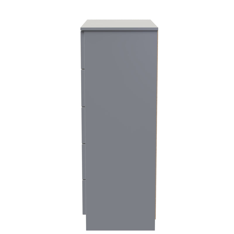 Milan 5 Drawer Chest in Dusk Grey - Ready Assembled