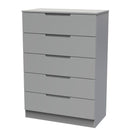 Milan 5 Drawer Chest in Dusk Grey - Ready Assembled