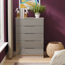 Cannes Ready Assembled 5 Drawer Chest in Grey Gloss & Grey Oak