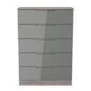 Cannes Ready Assembled 5 Drawer Chest in Grey Gloss & Grey Oak