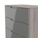 Cannes Ready Assembled 5 Drawer Chest in Grey Gloss & Grey Oak