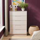 Cannes Ready Assembled 5 Drawer Chest in Kashmir Gloss & Grey Oak