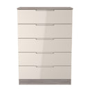 Cannes Ready Assembled 5 Drawer Chest in Kashmir Gloss & Grey Oak