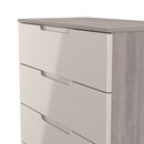 Cannes Ready Assembled 5 Drawer Chest in Kashmir Gloss & Grey Oak