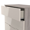 Cannes Ready Assembled 5 Drawer Chest in Kashmir Gloss & Grey Oak