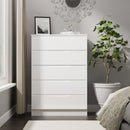 Milan 5 Drawer Chest in White Gloss & White - Ready Assembled