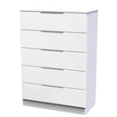 Milan 5 Drawer Chest in White Gloss & White - Ready Assembled