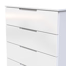 Milan 5 Drawer Chest in White Gloss & White - Ready Assembled