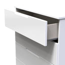 Milan 5 Drawer Chest in White Gloss & White - Ready Assembled