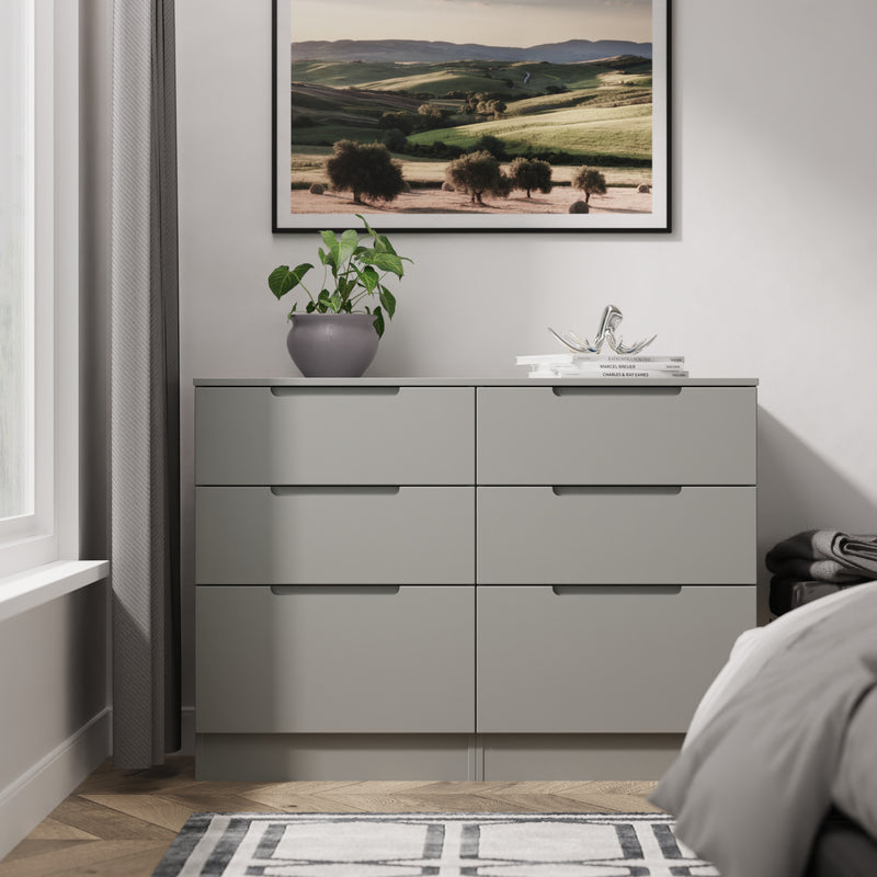 Milan 6 Drawer Chest in Dusk Grey - Ready Assembled