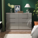 Cannes Ready Assembled 6 Drawer Wide Chest in Grey Gloss & Grey Oak