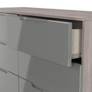 Cannes Ready Assembled 6 Drawer Wide Chest in Grey Gloss & Grey Oak
