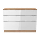 Milan 6 Drawer Chest in White Gloss & Bardolino Oak - Ready Assembled