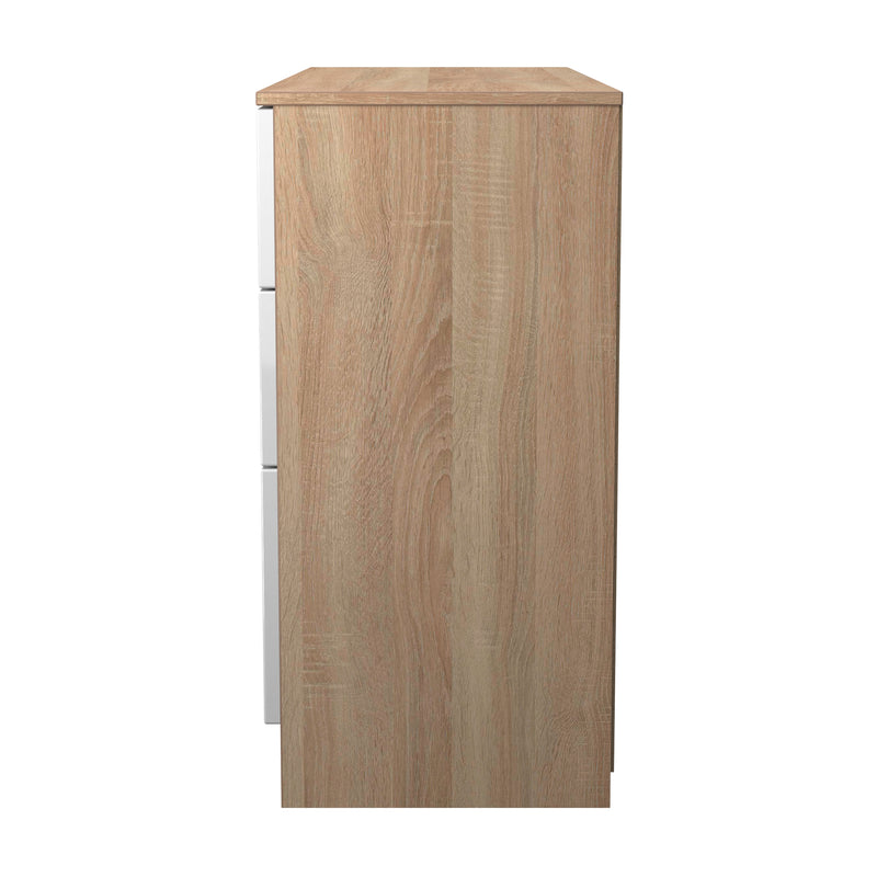 Milan 6 Drawer Chest in White Gloss & Bardolino Oak - Ready Assembled