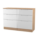 Milan 6 Drawer Chest in White Gloss & Bardolino Oak - Ready Assembled