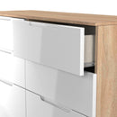 Milan 6 Drawer Chest in White Gloss & Bardolino Oak - Ready Assembled