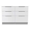 Milan 6 Drawer Chest in White Gloss & White - Ready Assembled